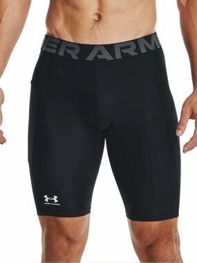 Under Armour Men's HeatGear Compression Long Shorts Size Medium Black
